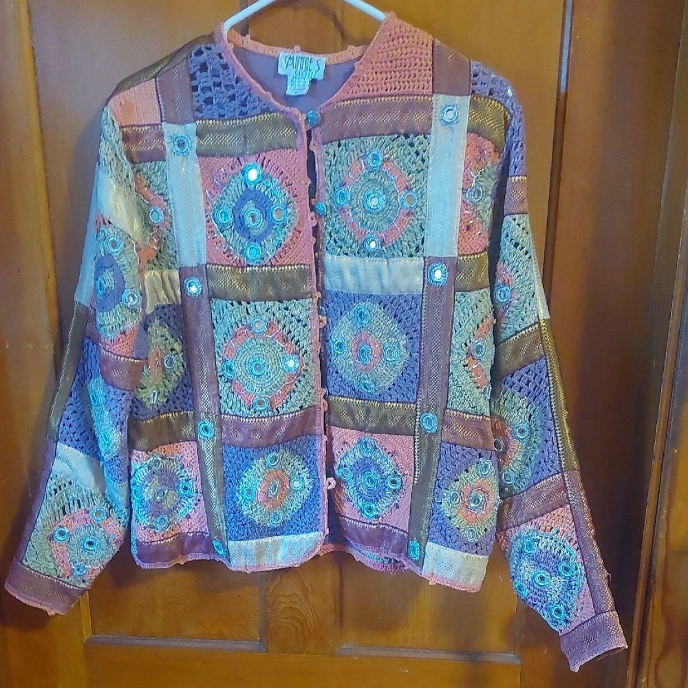 Colorful Patchwork Crochet Cardigan